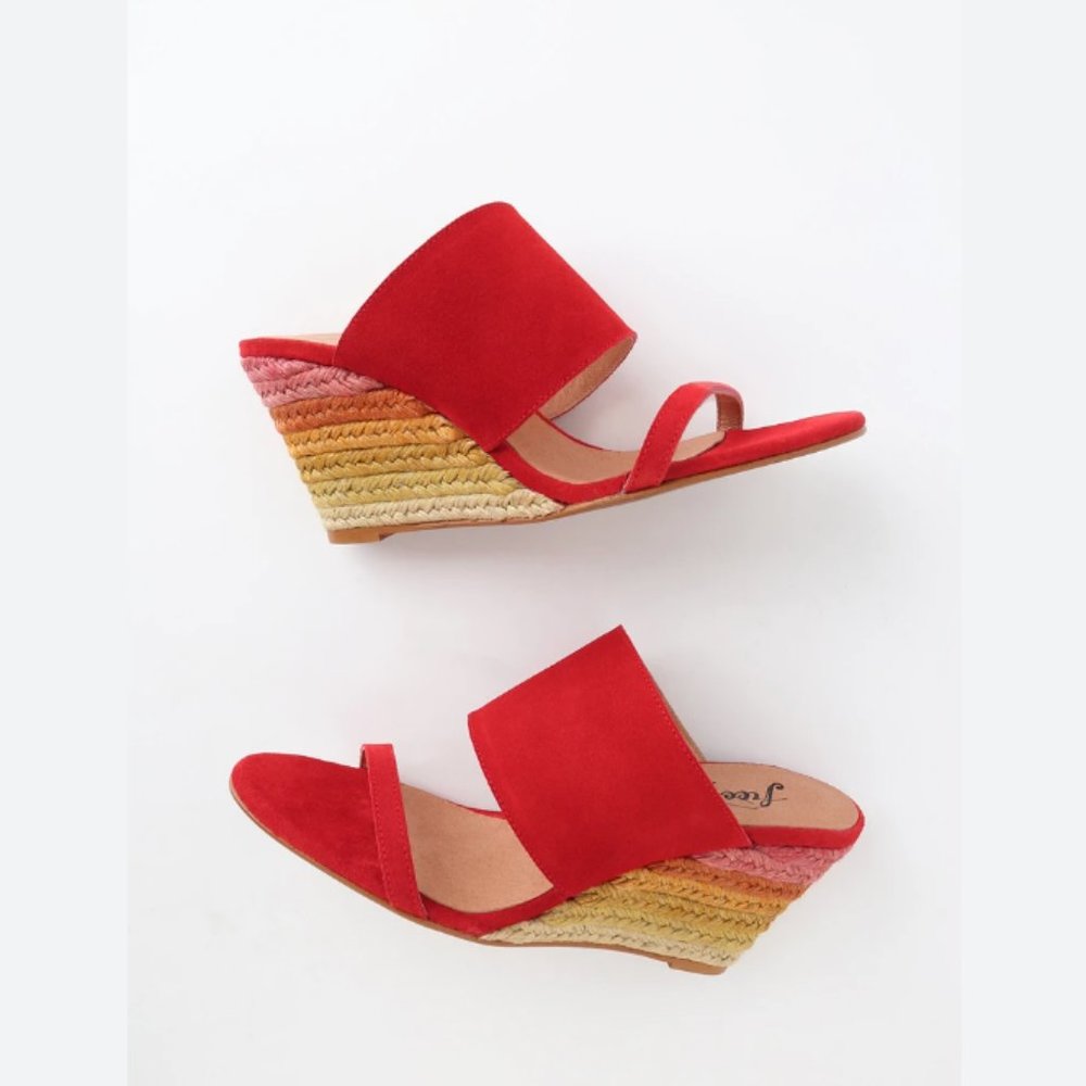 Free People Glorieta Red Suede Wedges
